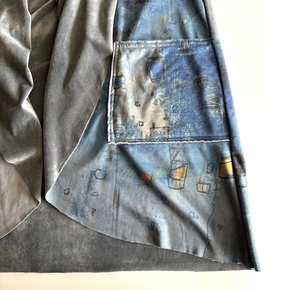 3Potato Art to Wear Lagenlook Plush Lined Printed Shawl Collar Open Cardigan M/L - Picture 5 of 9